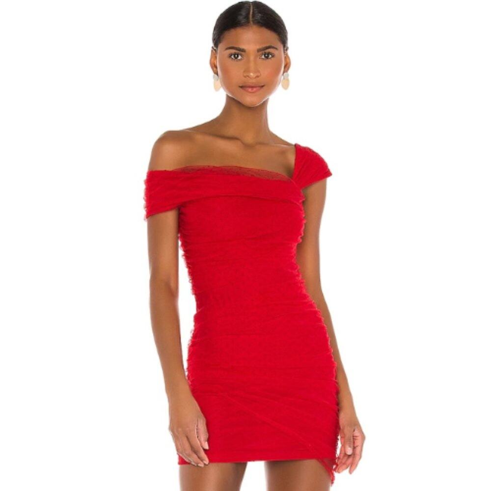 MAJORELLE Red Off-Shoulder Mini Dress